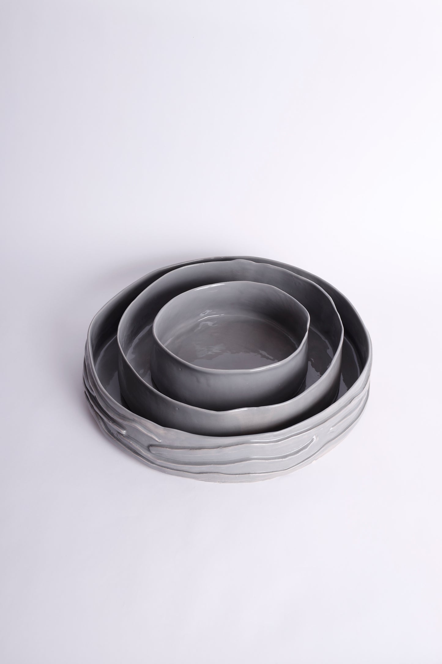 Grey Set of Platters with Rails