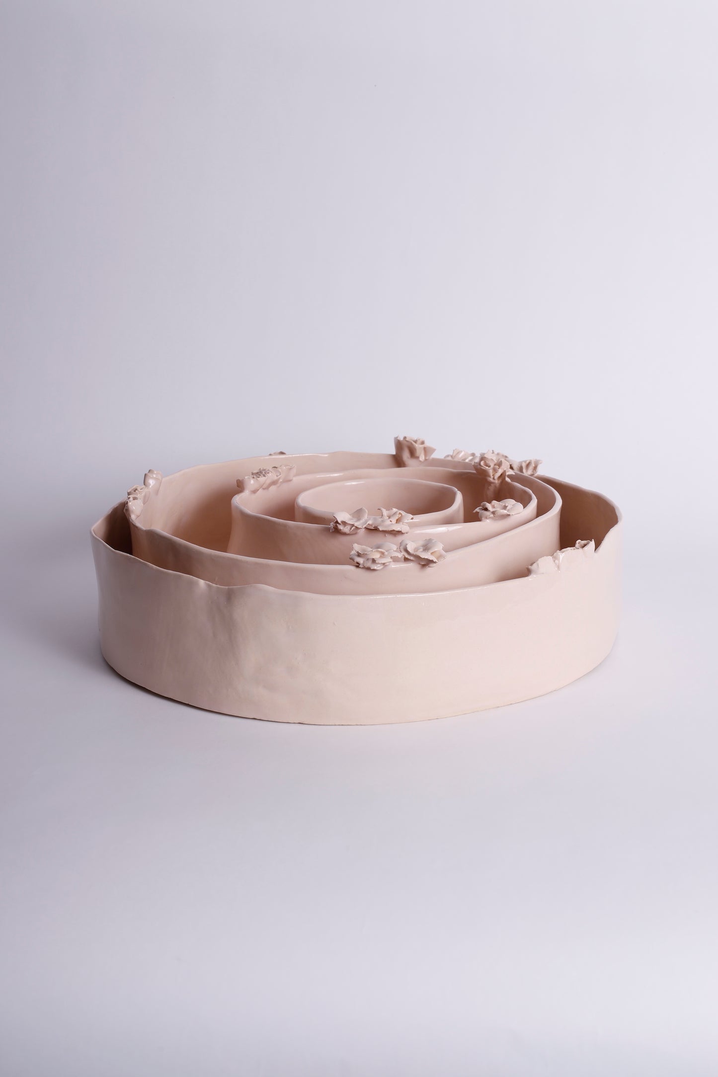 Pink Set of Platters with Flowers