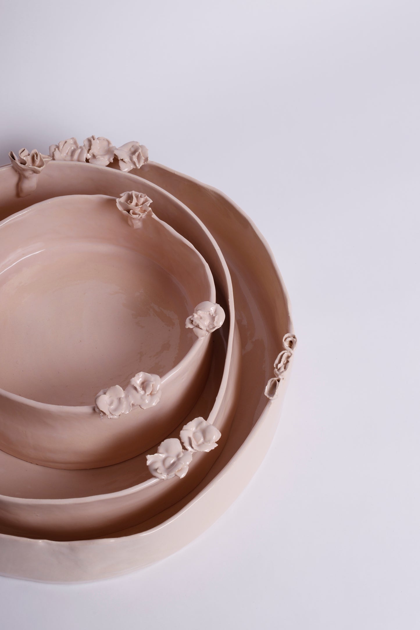 Pink Set of Platters with Flowers