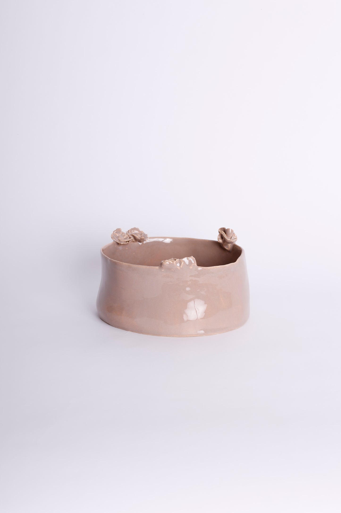 Taupe Set of Platters with Flowers