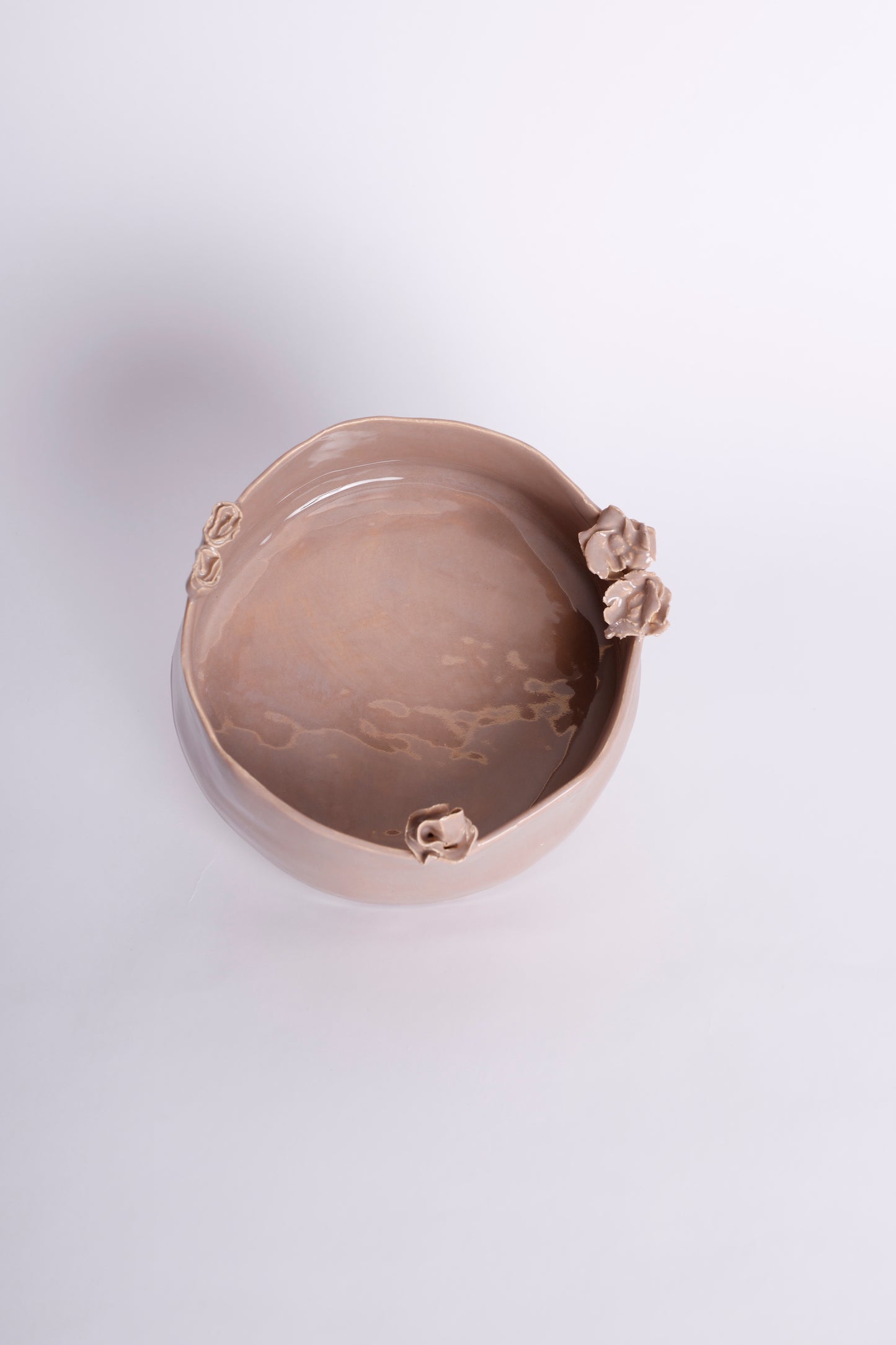 Taupe Set of Platters with Flowers