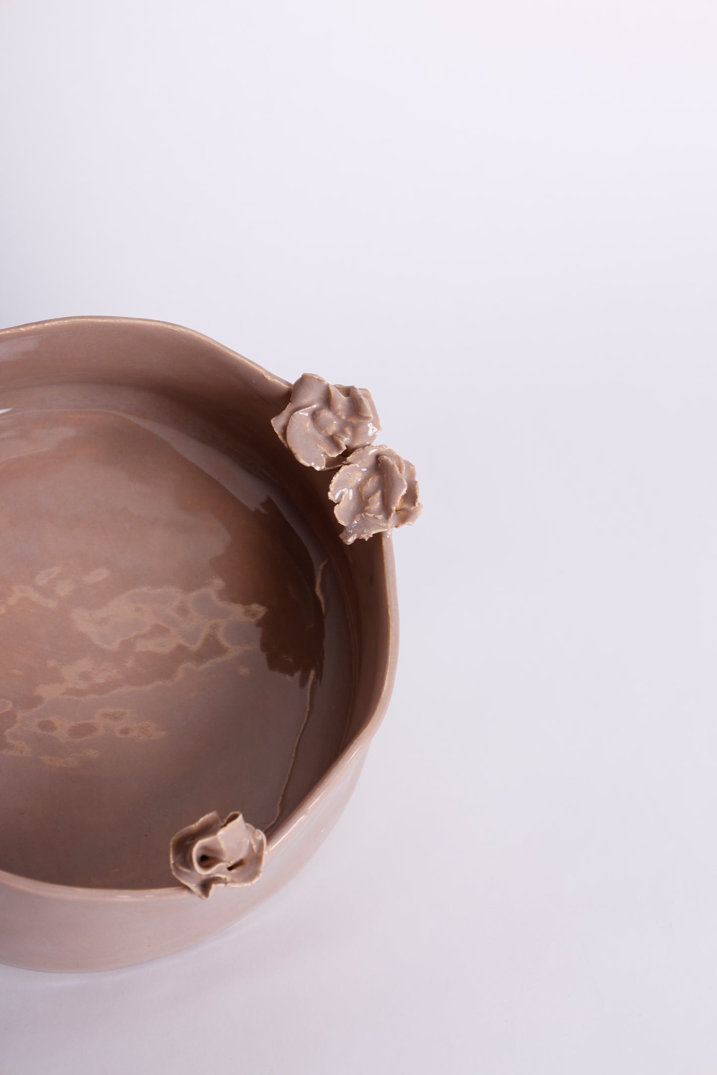 Taupe Set of Platters with Flowers