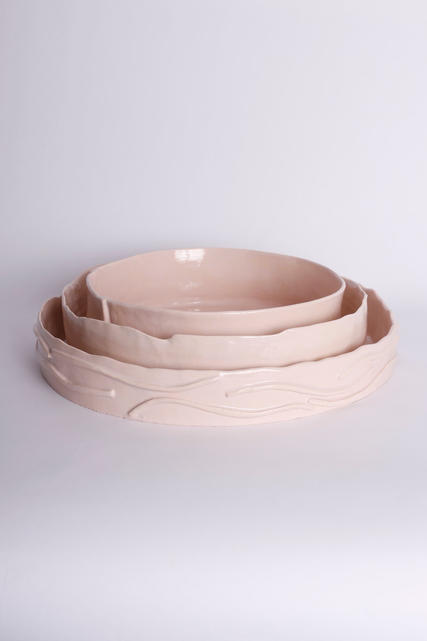 Pink Set of Platters with Rails