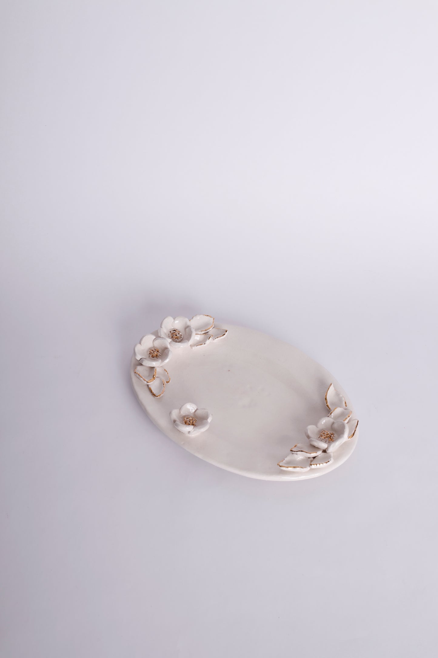 Oval Platter with Flowers