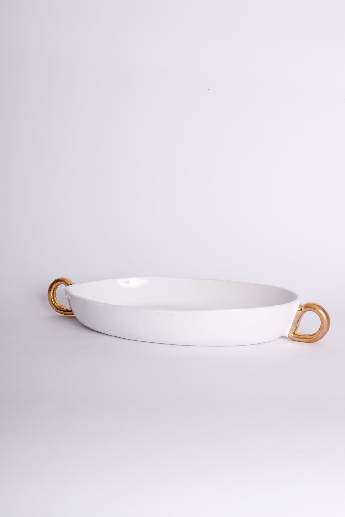 Oval Bowl with Gold Handles