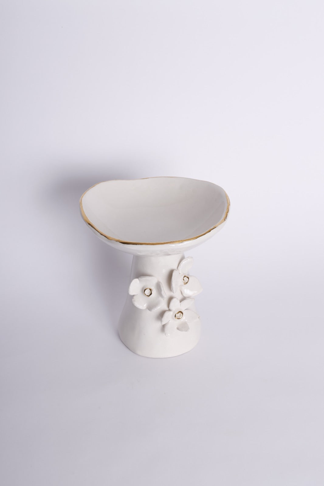 Flowers Large Bowl with Gold Edge