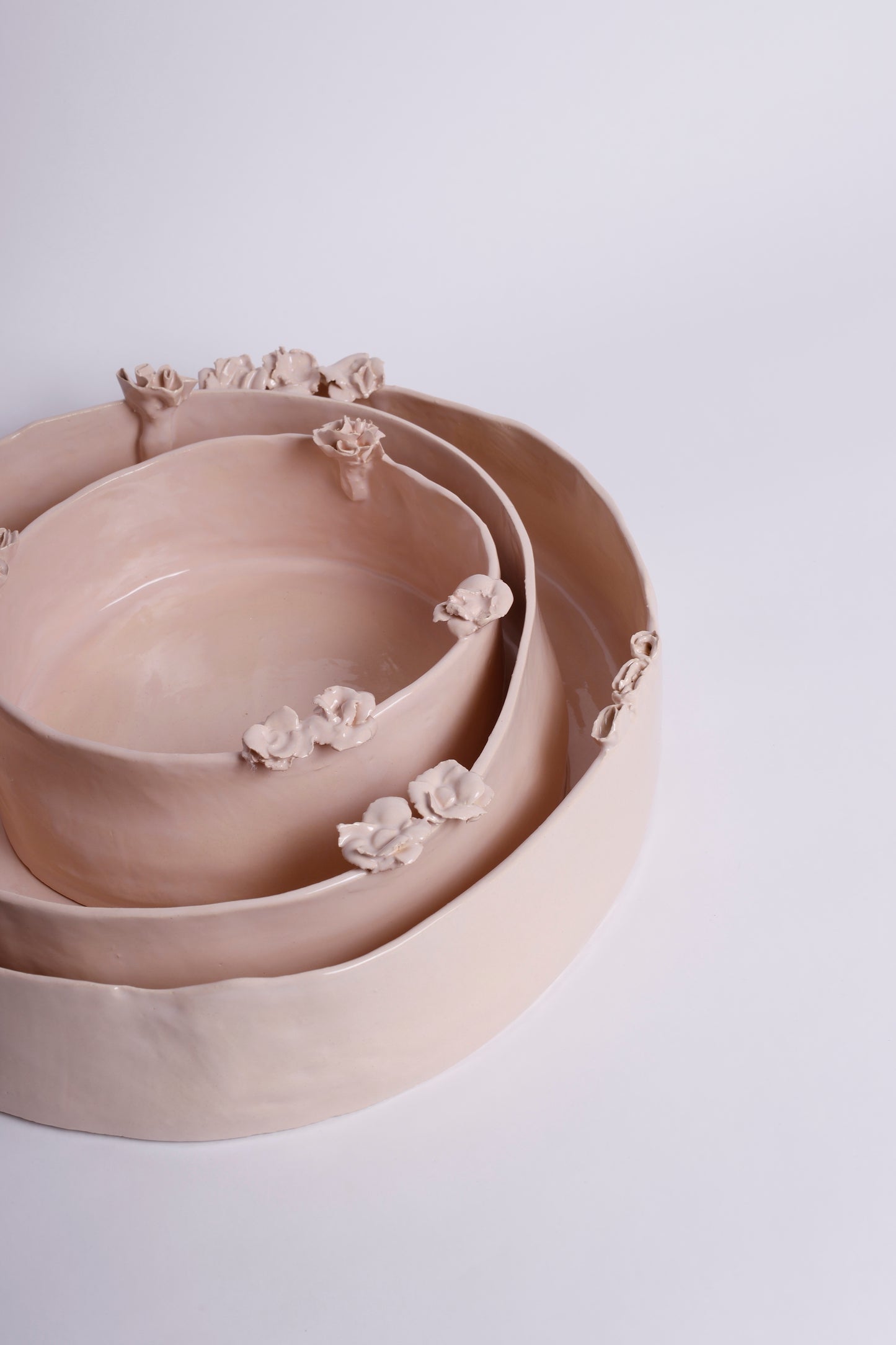 Pink Set of Platters with Flowers