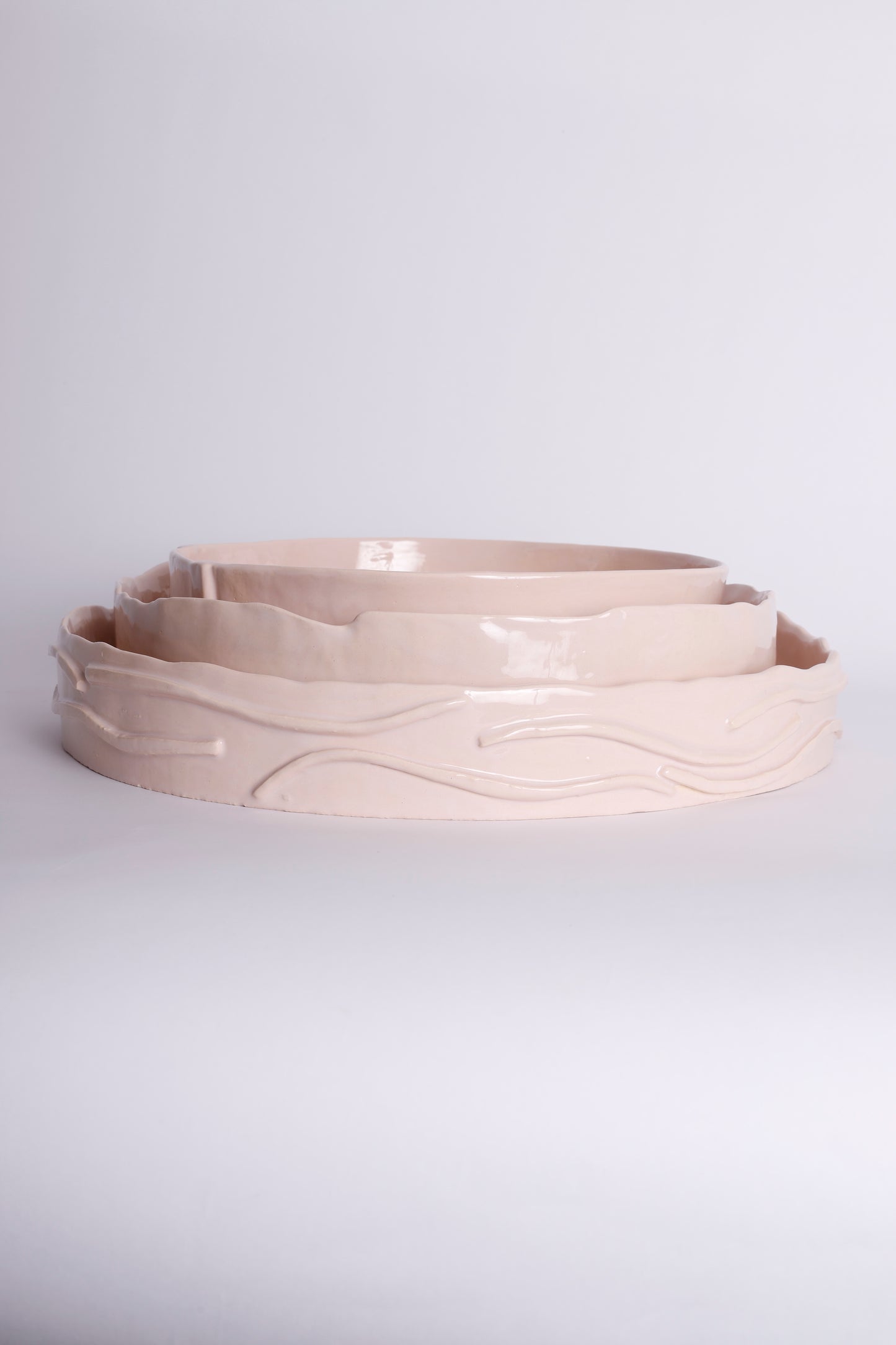 Pink Set of Platters with Rails