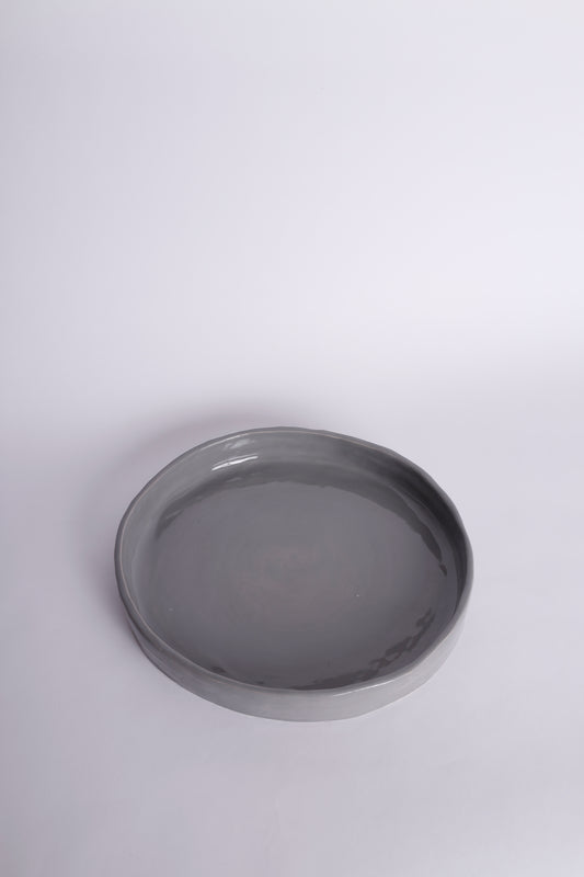 Round Grey Plates Medium Edge