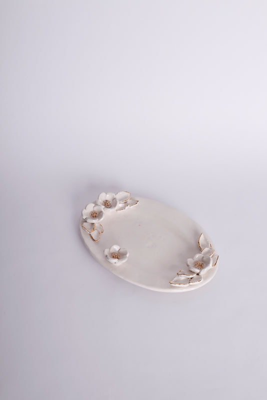 Oval Platter with Flowers