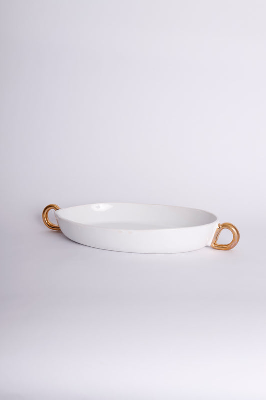 Oval Bowl with Gold Handles