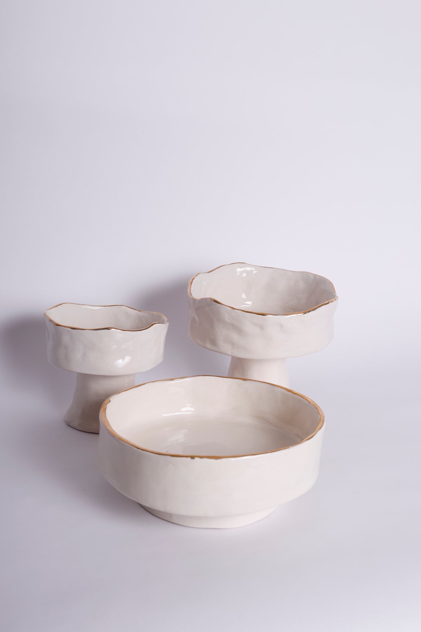 Low Large Bowl with Gold Edge