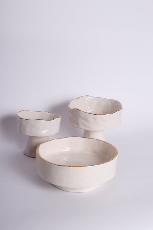 High Large Bowl with Gold Edge