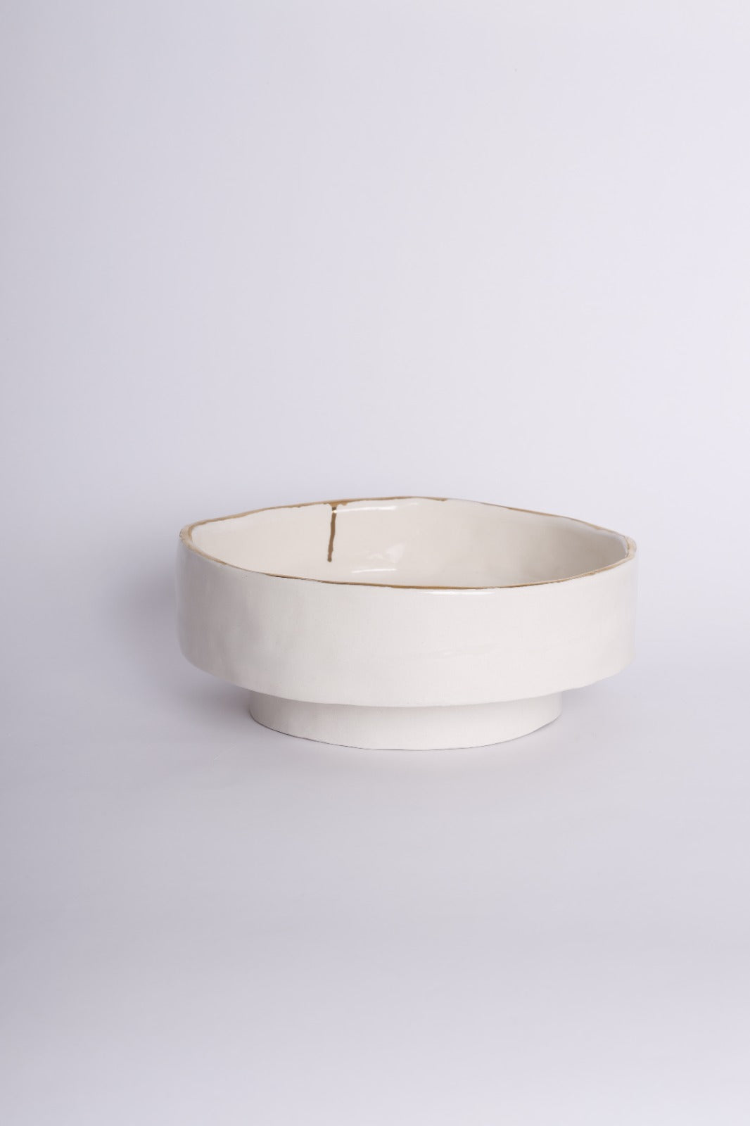 Low Large Bowl with Gold Edge