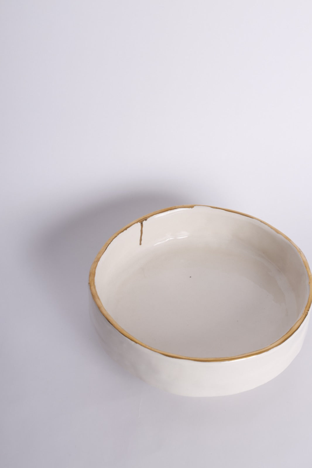 Low Large Bowl with Gold Edge