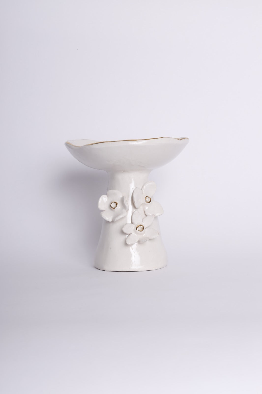 Flowers Large Bowl with Gold Edge