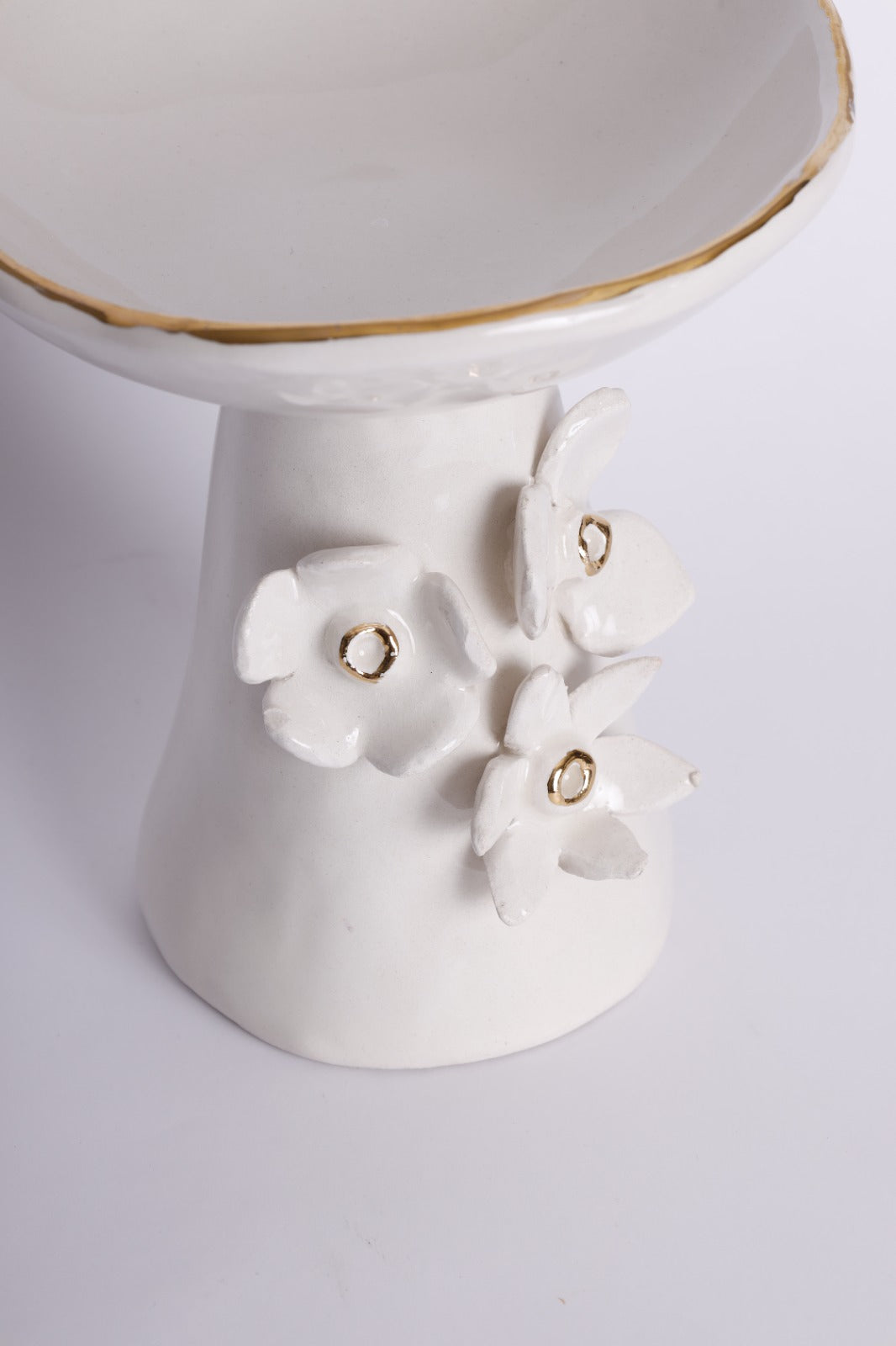 Flowers Large Bowl with Gold Edge